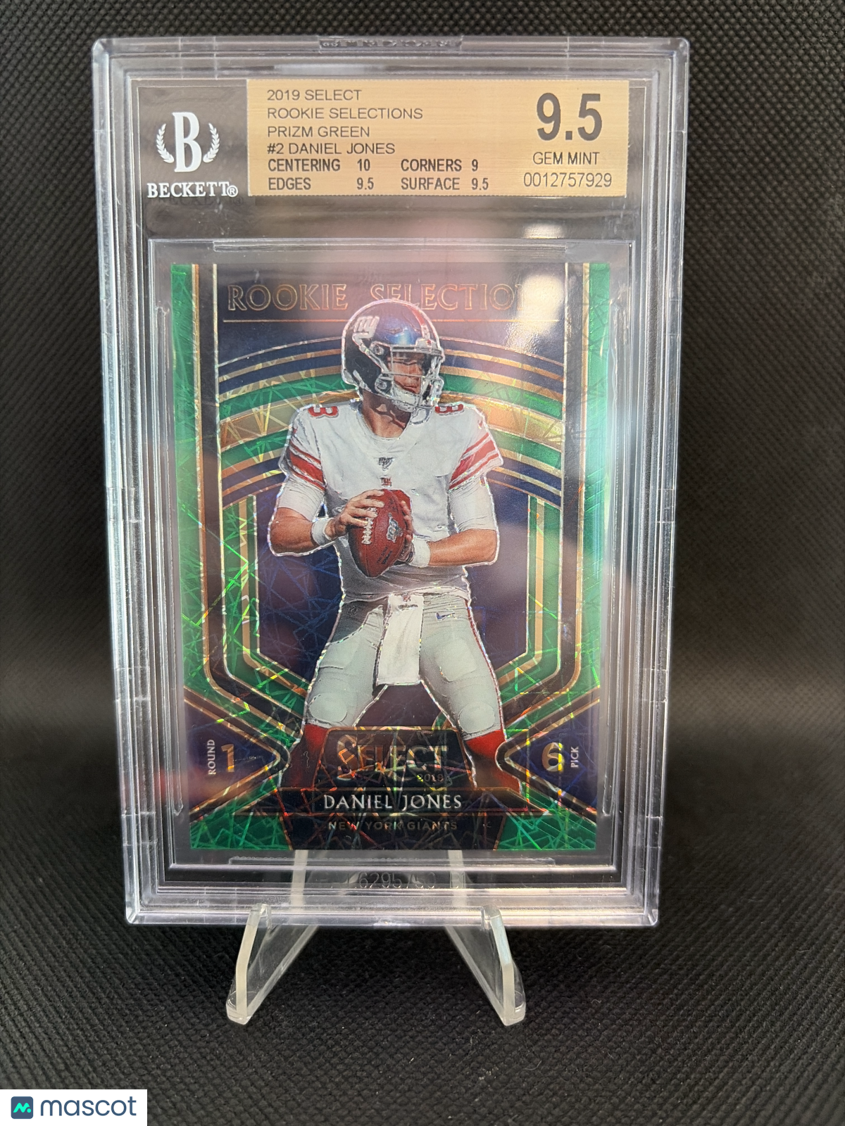 2019 Select Rookie Selections Prizm Daniel Jones Green /5 BGS 9.5