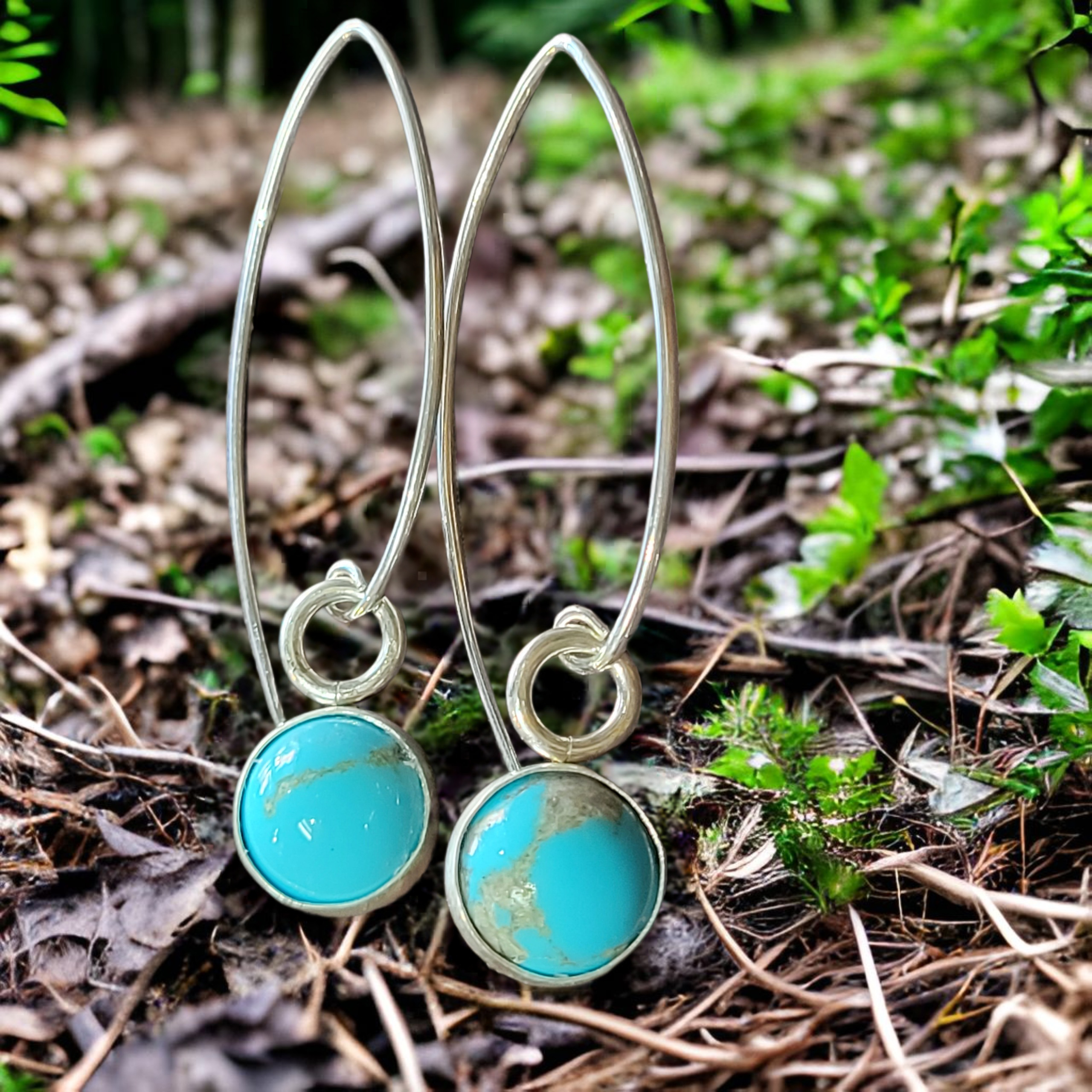 Kingman Turquoise Earrings by Moss Creek Art