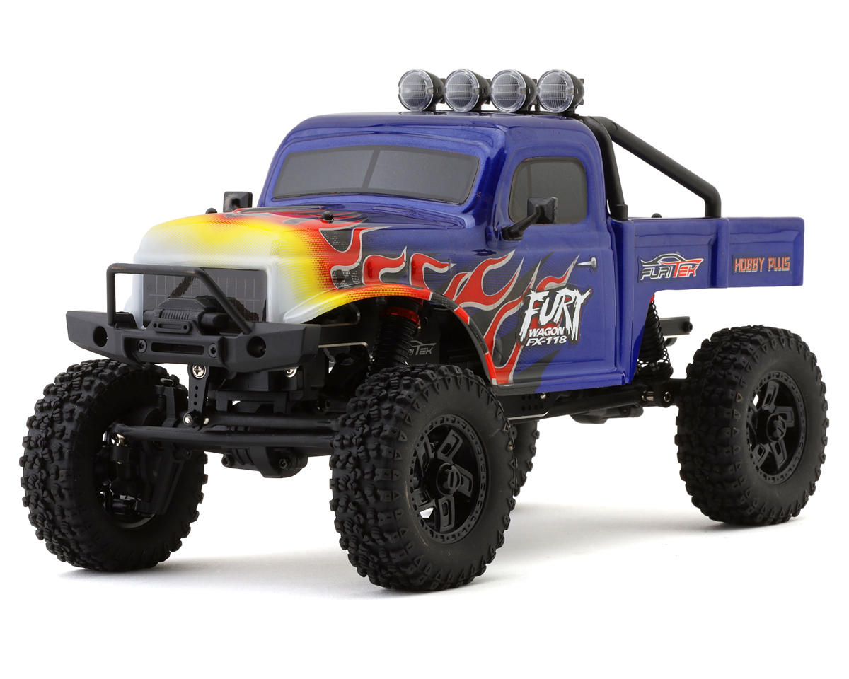 Furitek FX118 Fury Wagon 1/18 RTR Brushless Rock Crawler Kit FUR-2412 Blue with Flames