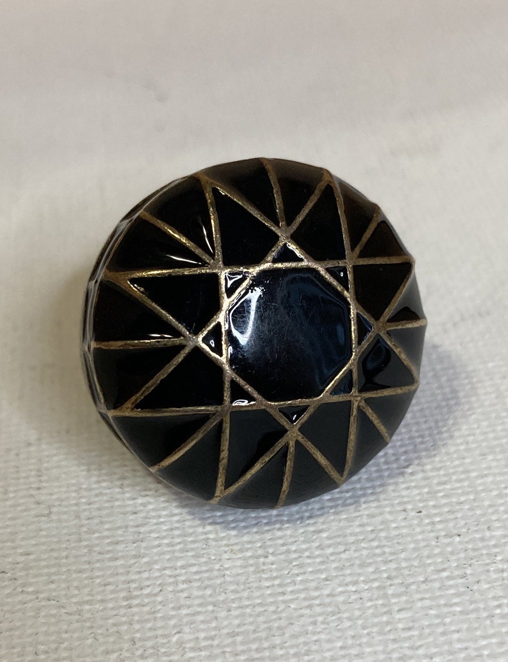 Black Enamel Star Vintage Bronze Ring Size 7