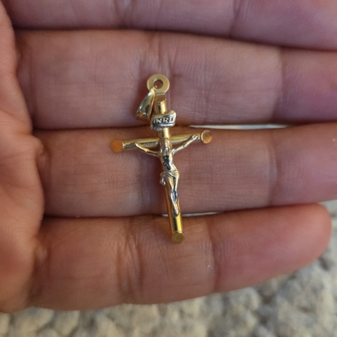 Vintage 14K Stamped Gold Crucifix Pendant