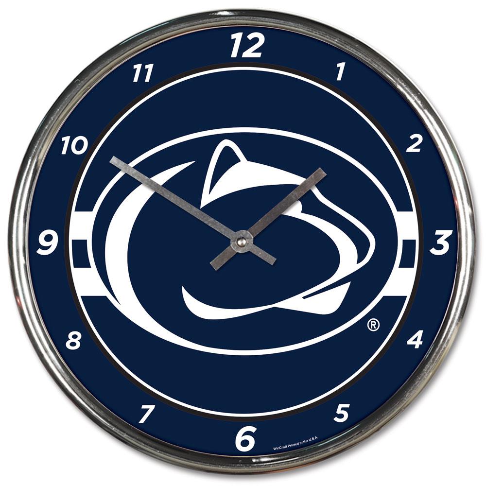 Penn State Nittany Lions Round Chrome Wall Clock