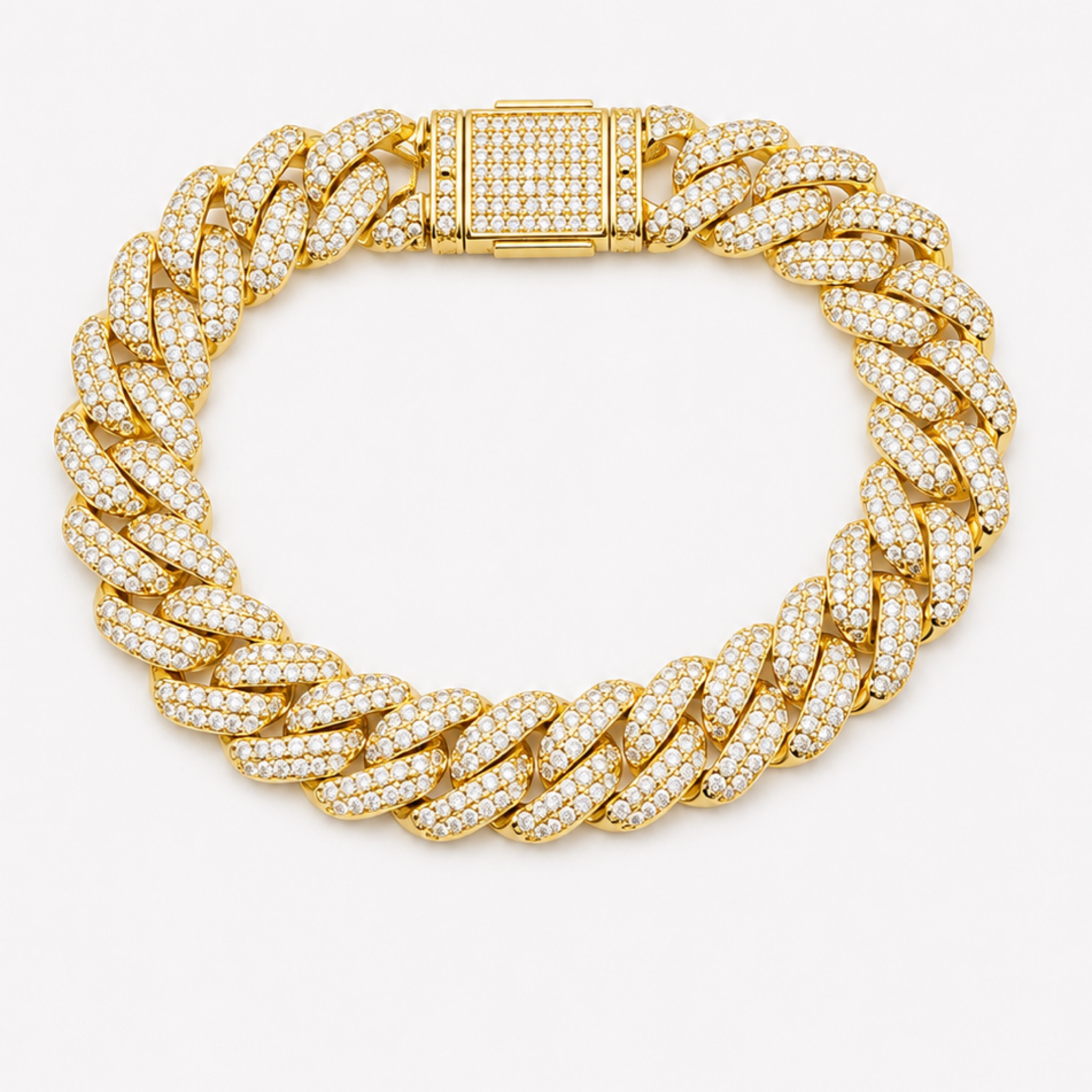 8” Iced Out Cuban Gold Bracelet 