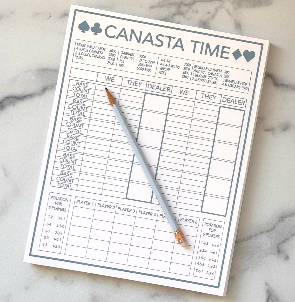 Canasta Time Score Pad - Navy Blue