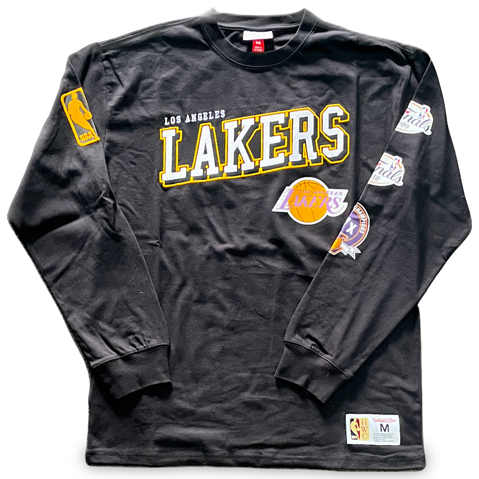 Los Angeles Lakers Black Training Camp Mitchell and Ness Long Sleeve Shirt