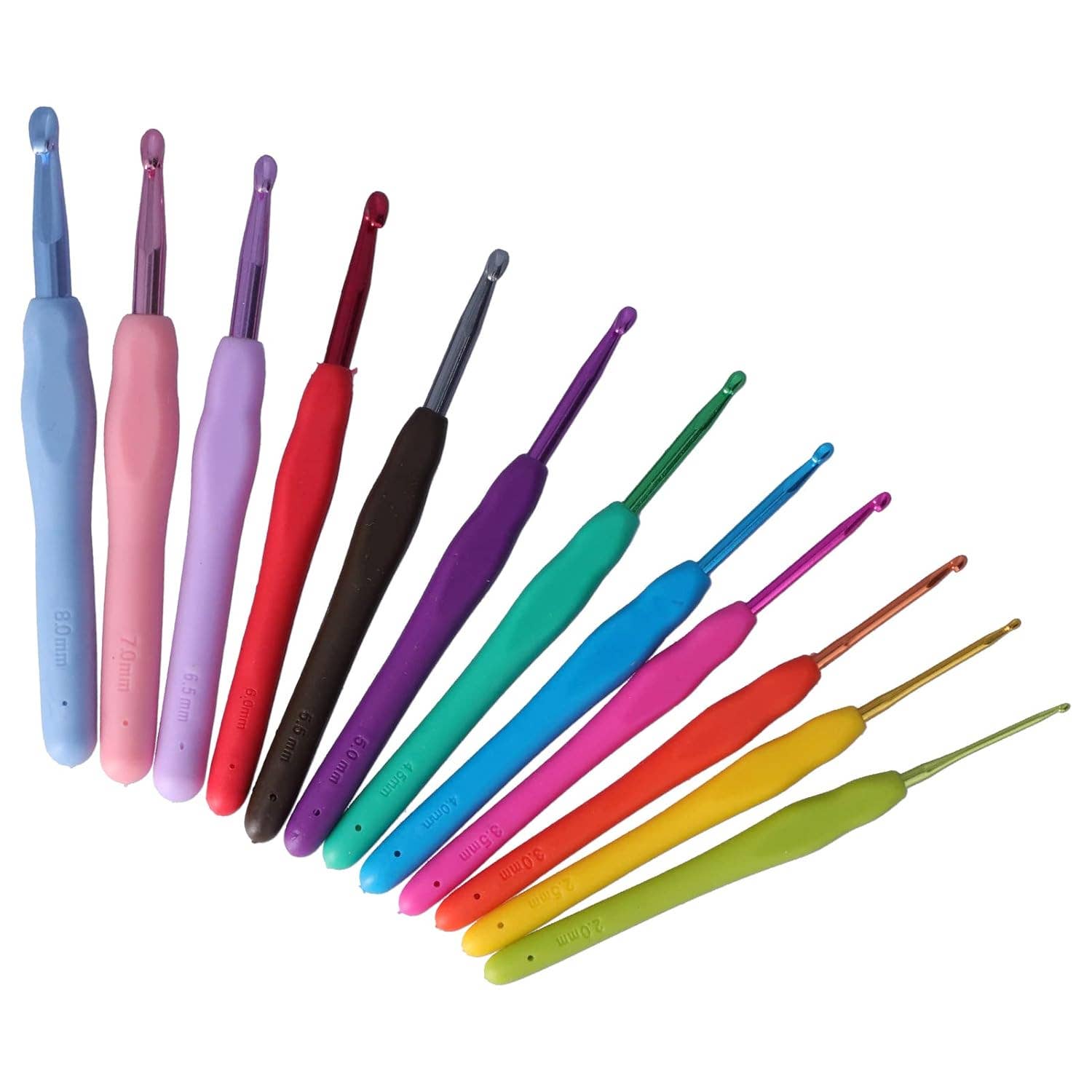 12-Size Ergonomic Crochet Hook Set with Soft Handles