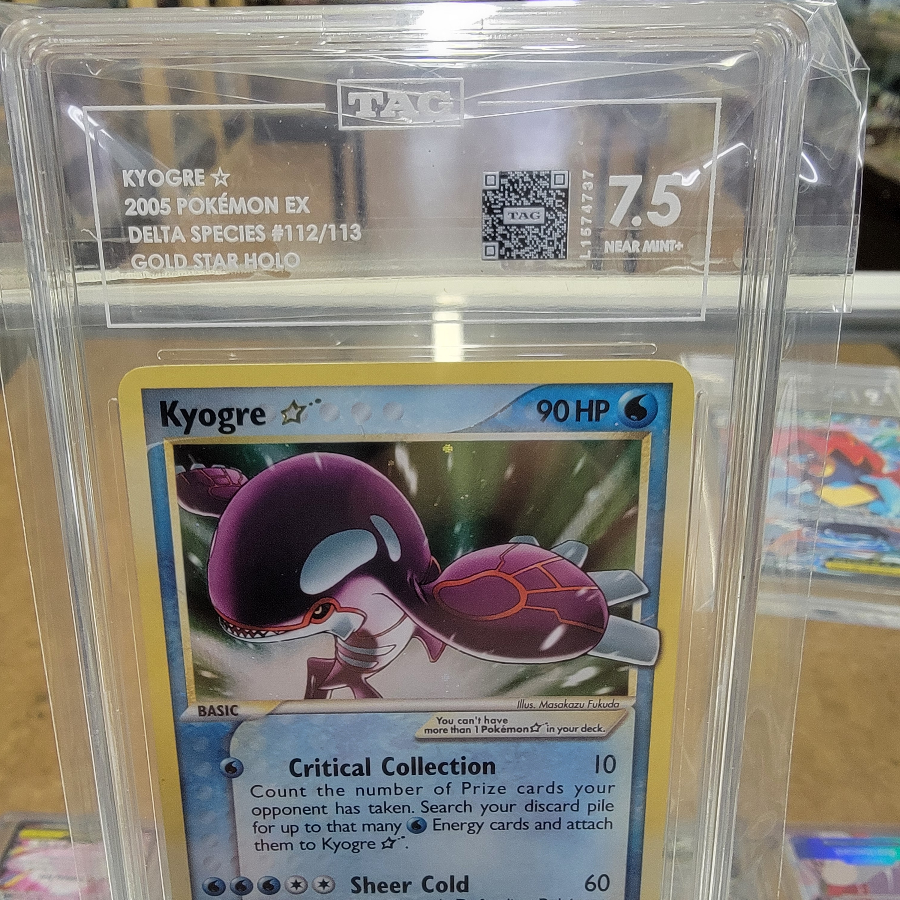 Tag 7.5 Kyogre Gold Star Graded Card