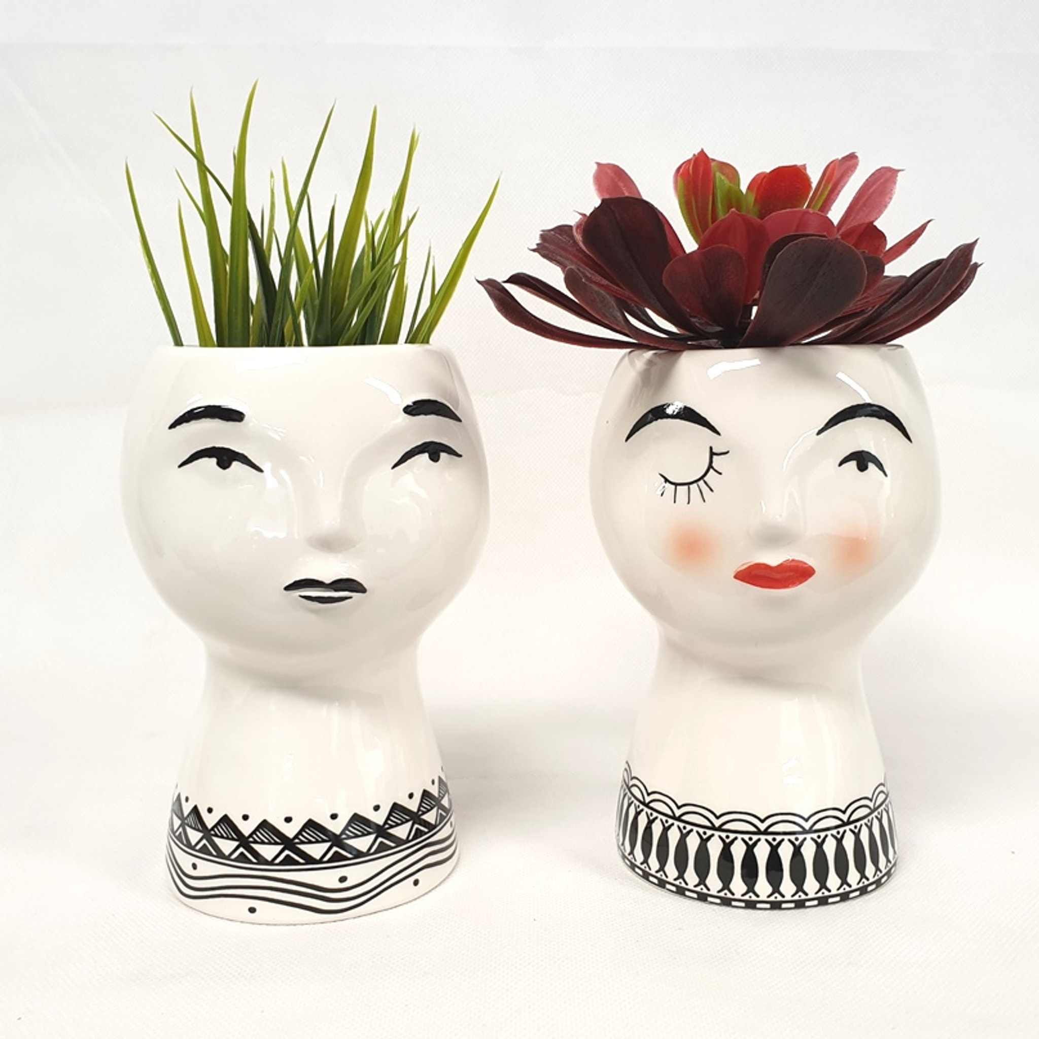 Glenrowan Providore Princess Faces Ceramic Vases