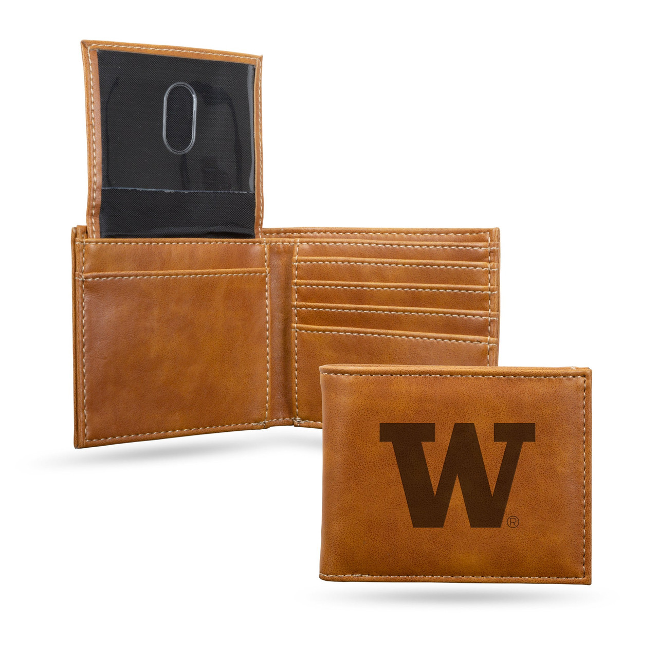 Washington Huskies Laser Engraved Billfold Leather Wallet