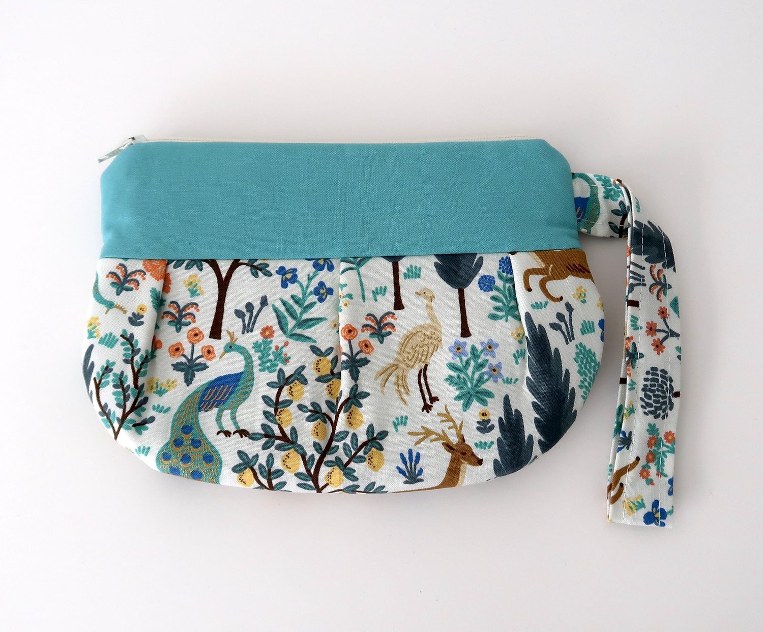 Pleated Wristlet – Menagerie on White, photo 3 of 5