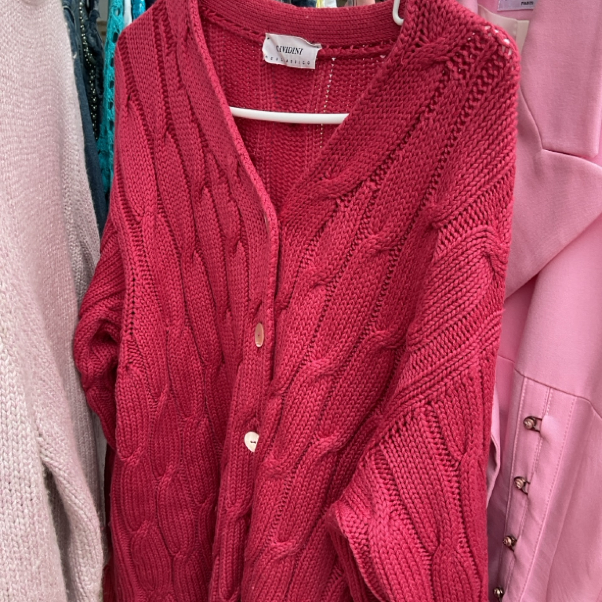 Pink Knitted Button Down Cardigan