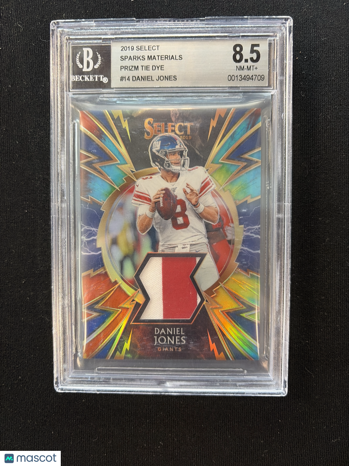 2019 Select Sparks Materials Prizm Tie Dye Daniel Jones /25 BGS 8.5