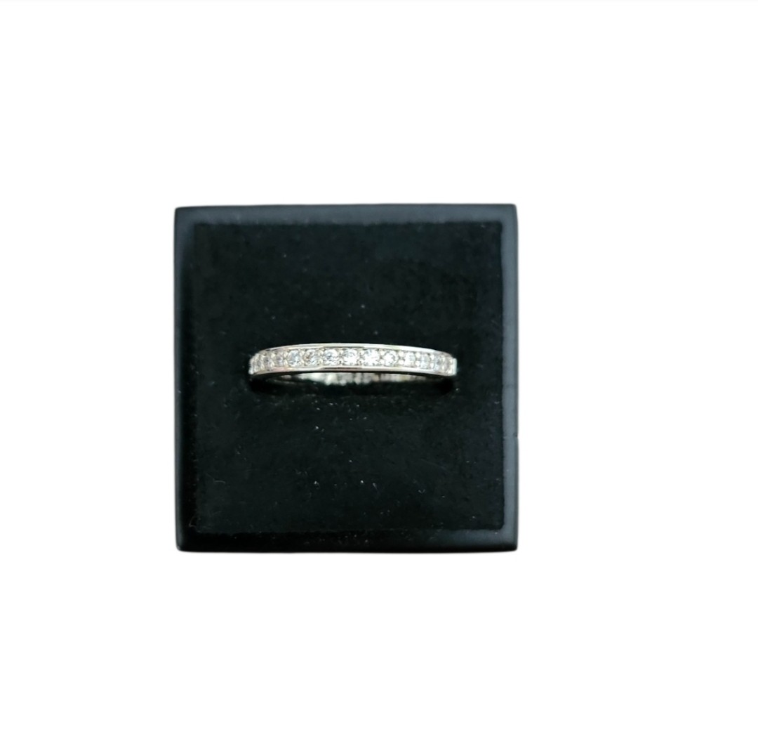 Size 6 Silver Toned Eternity Cubic Zirconia Band
