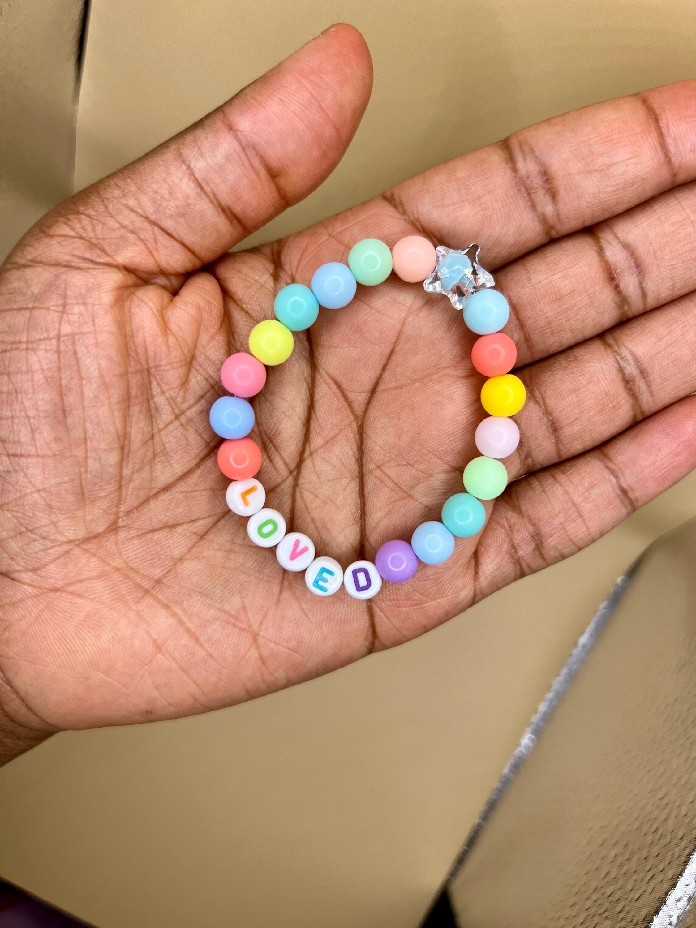 Personalized Pastel Beaded Bracelet: Sibling Name Gift view 3