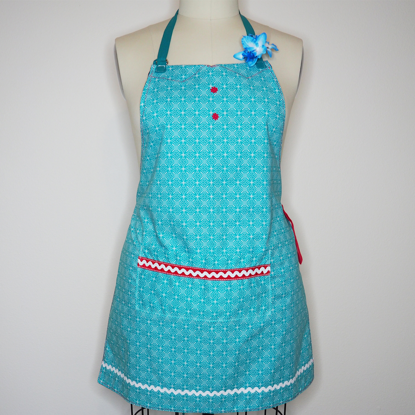 Vintage Blue Tiki Reversible Apron