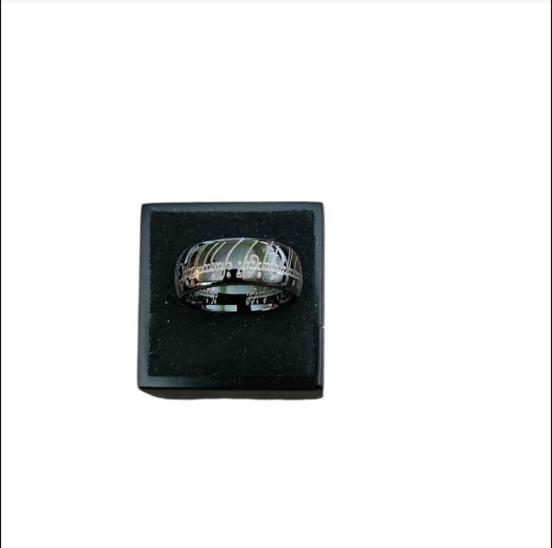 Size 6 Black Toned Tungsten Lord Of The Rings Elvish Band