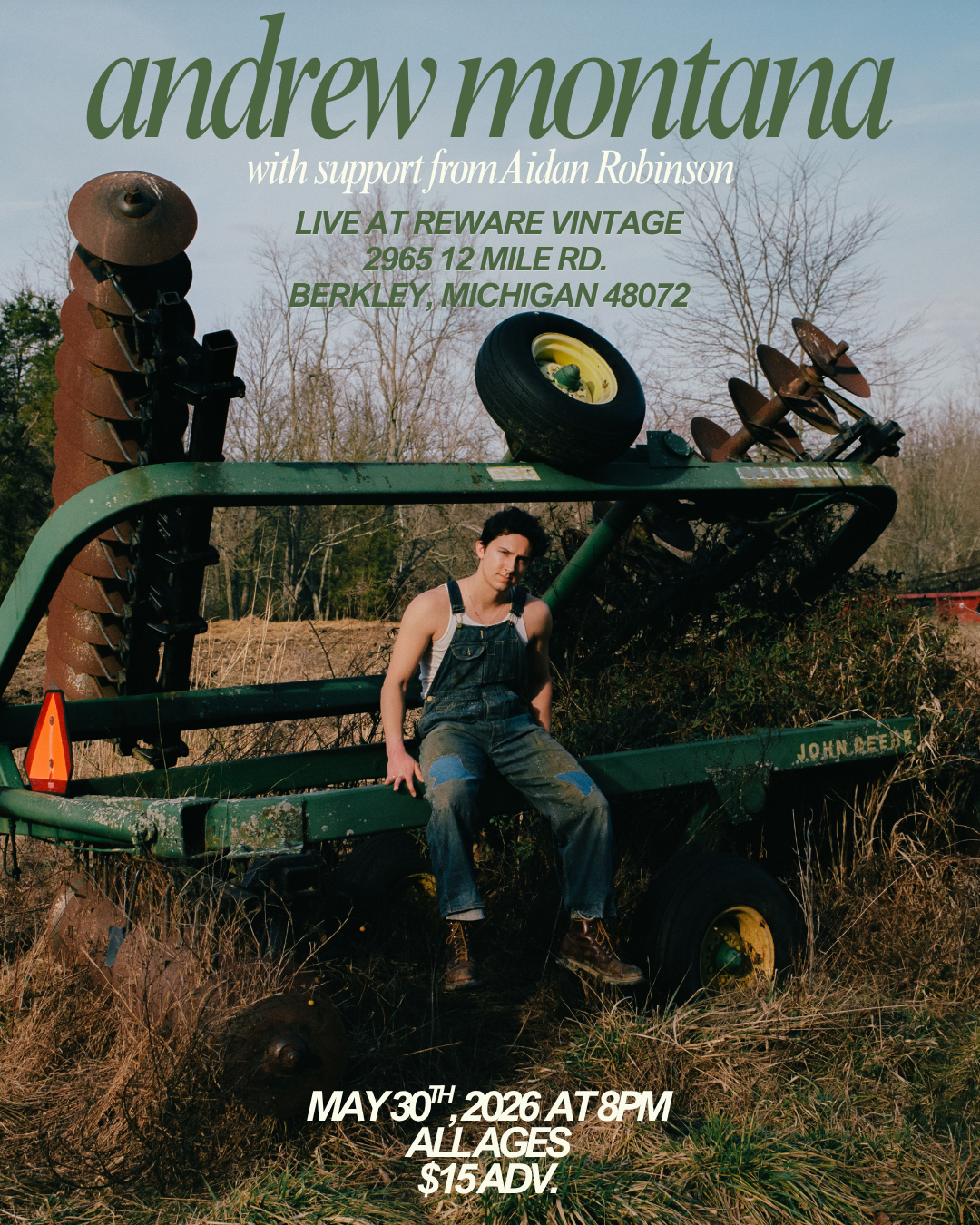 Andrew Montana LIVE at Reware Vintage in Michigan with support from Aidan Robinson ALL AGES