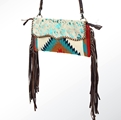 AD Leather Hide Side Fringe Sling Purse