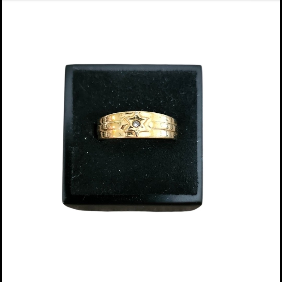 Size 6 Gold Toned Cubic Zirconia Signet Ring