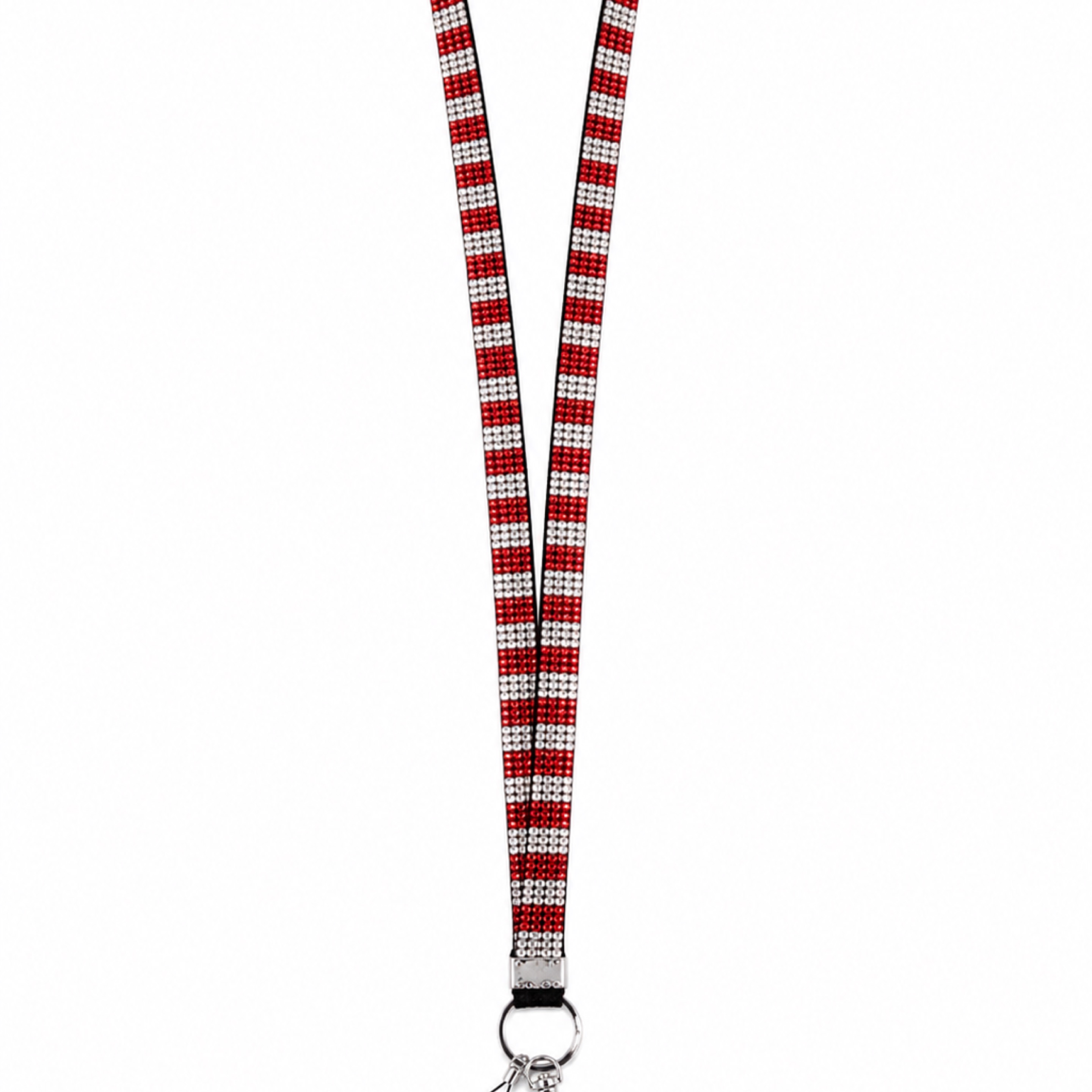 Red & Silver Rhinestone Neck Lanyard