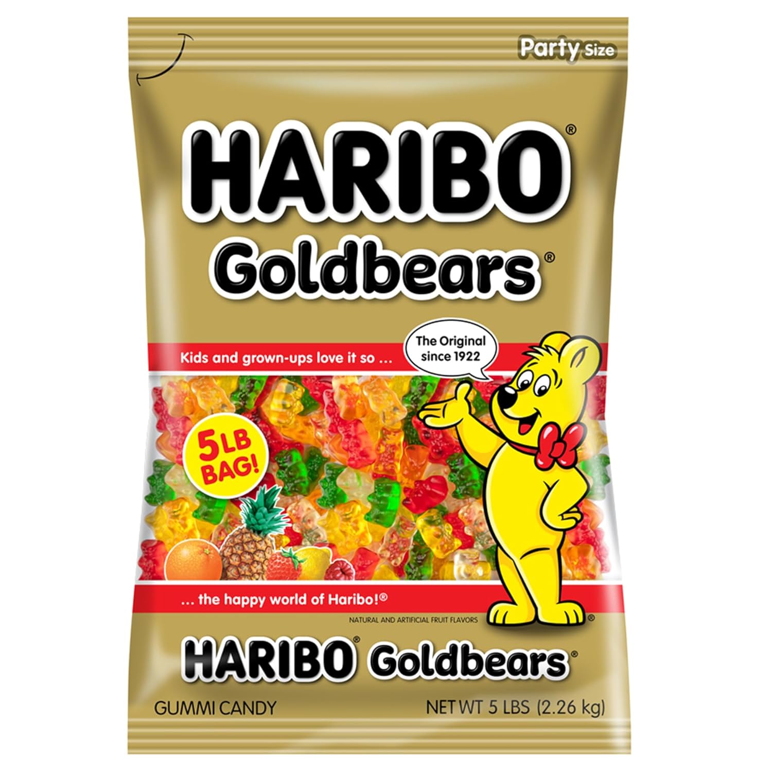 Haribo Goldbears Gold Bear Gummy 5 Pound Bulk Bag