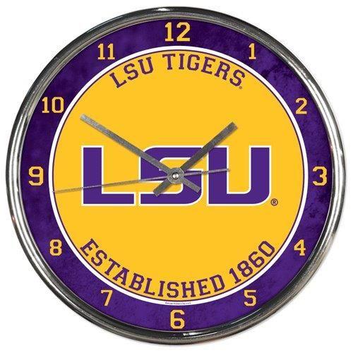 LSU Tigers Round Chrome Wall Clock