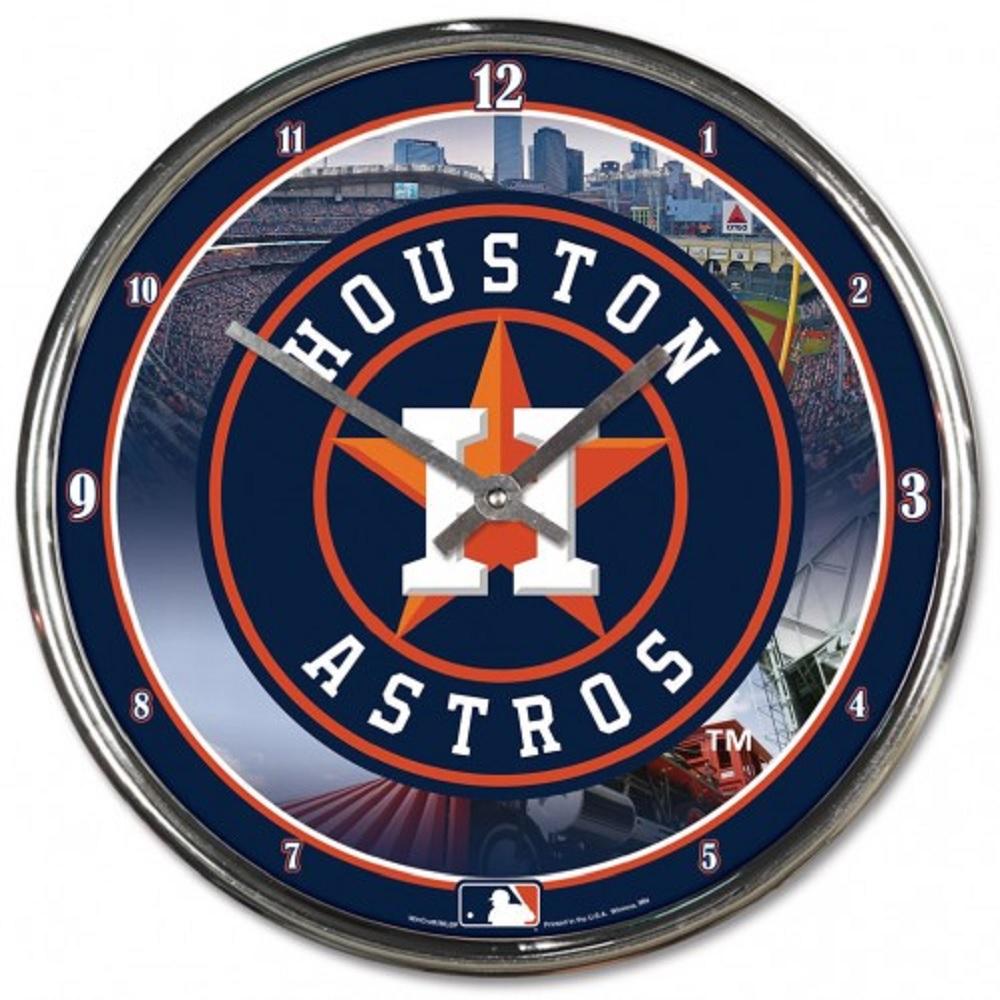 Houston Astros Round Chrome Wall Clock