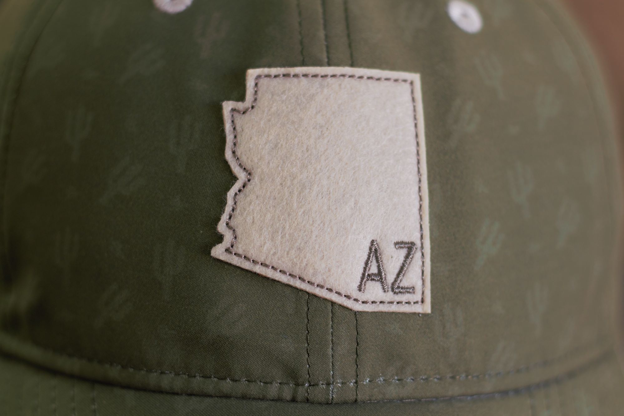 Olive green cap-cactus pattern