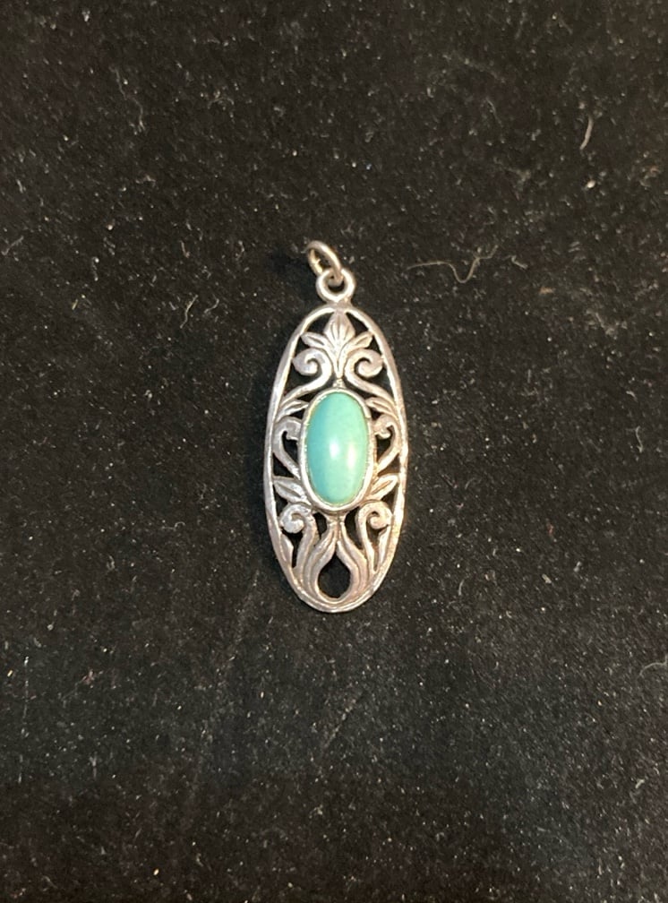 Vintage Native American Navajo Silver, Turquoise Pendant