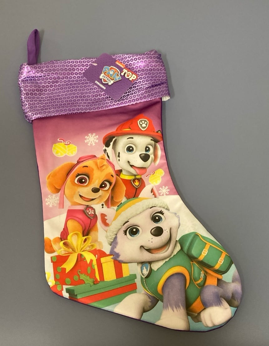 Nickelodeon Paw Patrol Skye Everest & Marshall Purple Christmas Stocking NWT