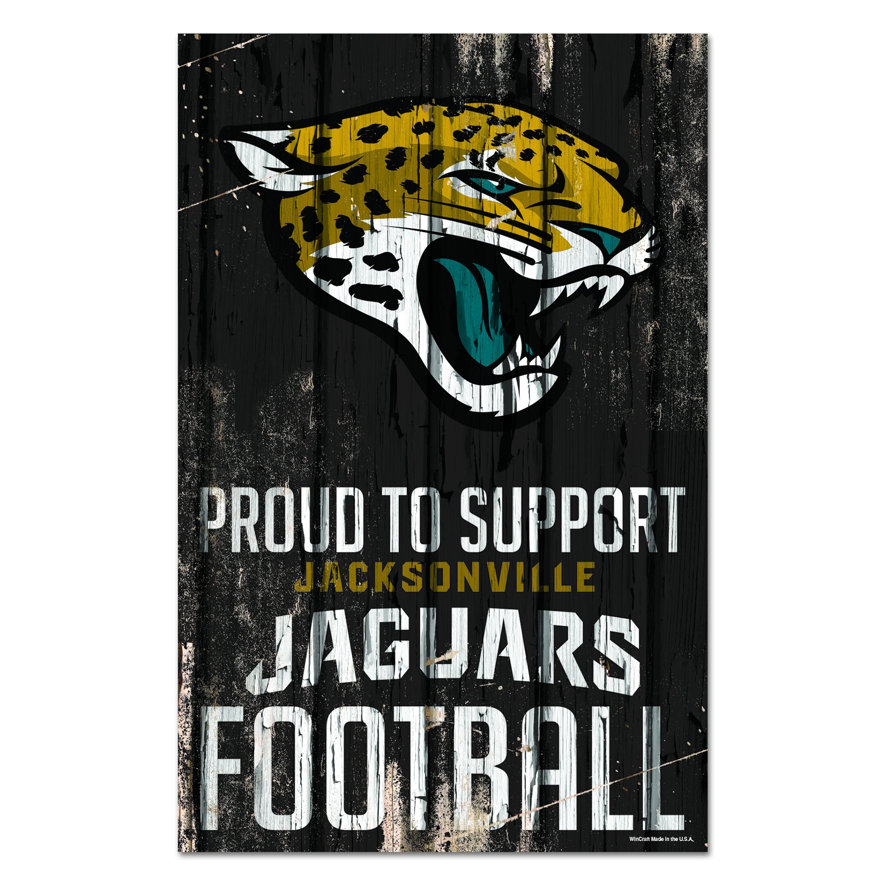 Jacksonville Jaguars Proud to Support Wooden Sign 11x17"