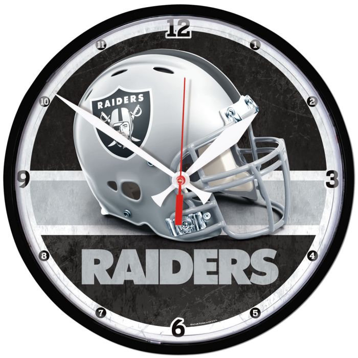 Las Vegas Raiders Round Chrome Helmet Wall Clock