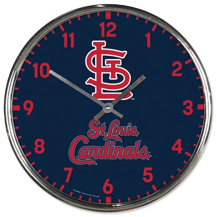 St. Louis Cardinals Round Chrome Wall Clock — view 1