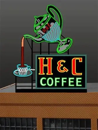 H & C Coffee Desktop Neon HO Scale, O Scale