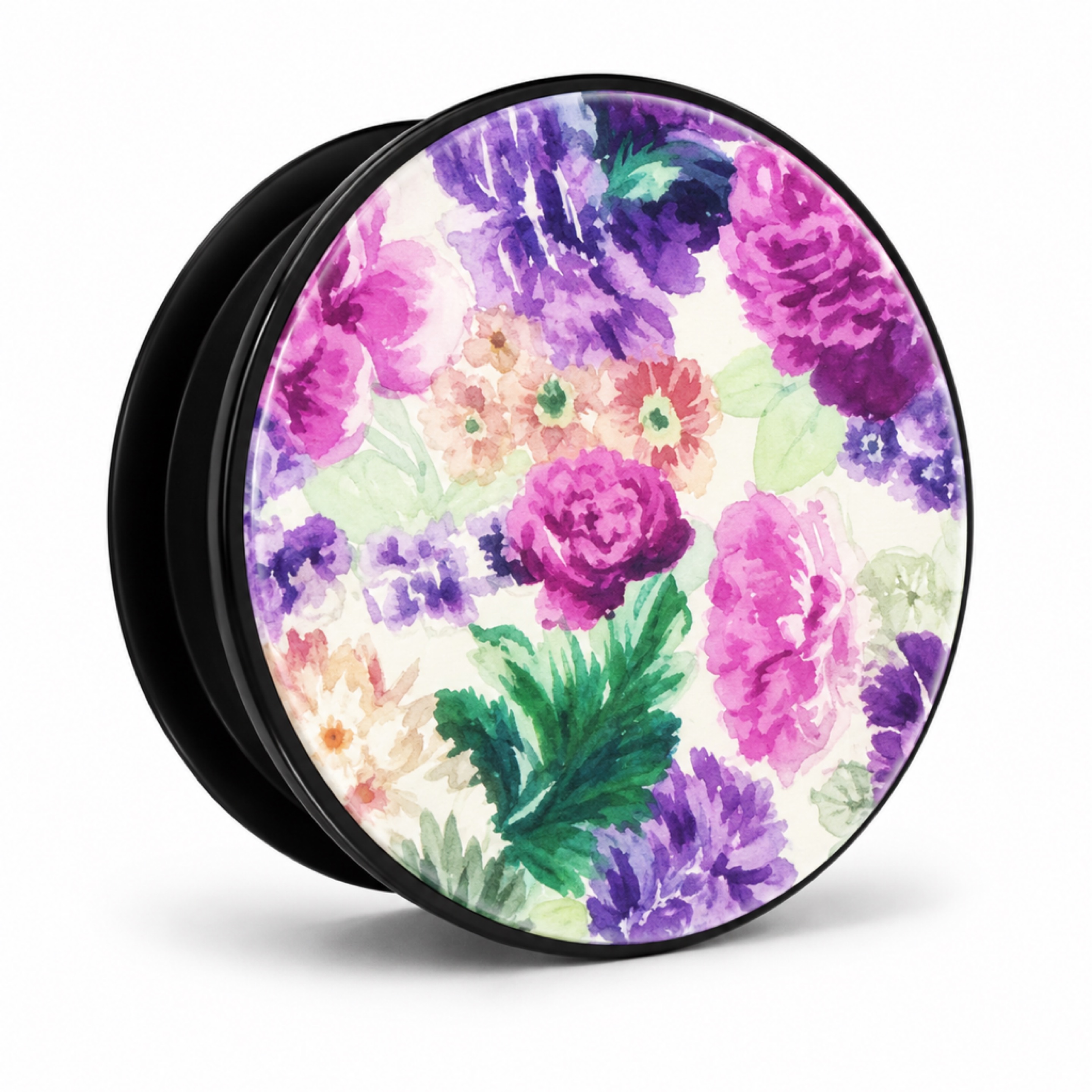 Purple Watercolor Floral Phone Grip Stand