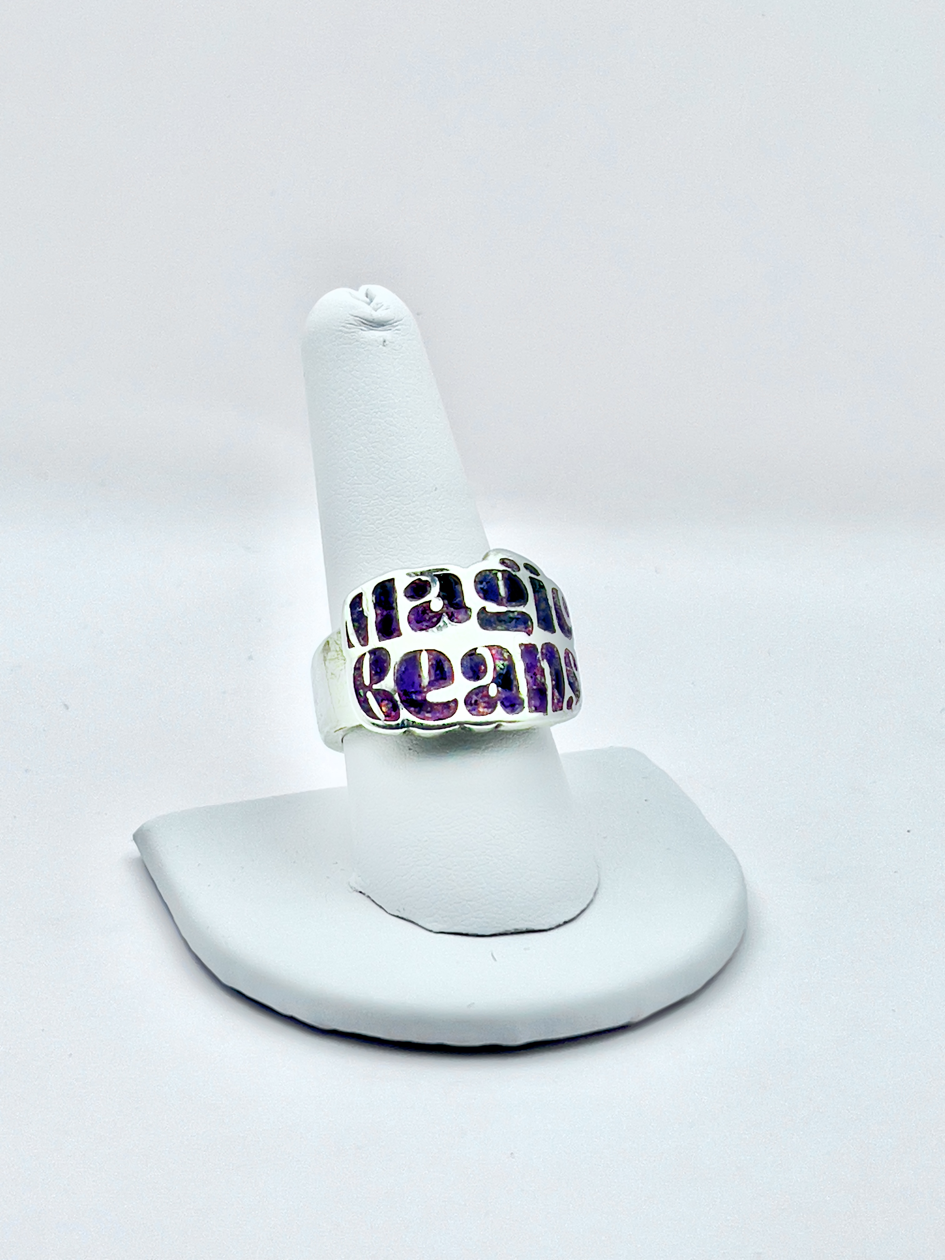 The Magic Beans Logo Ring – Opal & Tourmaline Inlay, 925 Sterling Silver