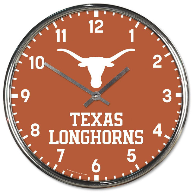 Texas Longhorns Round Chrome Wall Clock