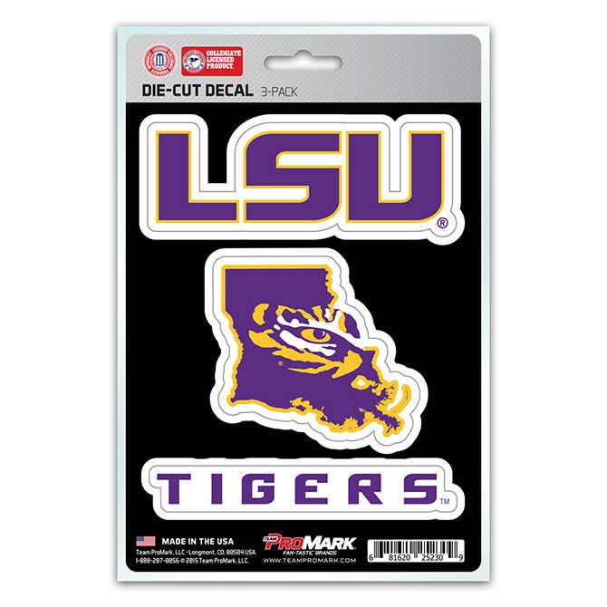 LSU Tigers Die Cut Team Decals 3pk