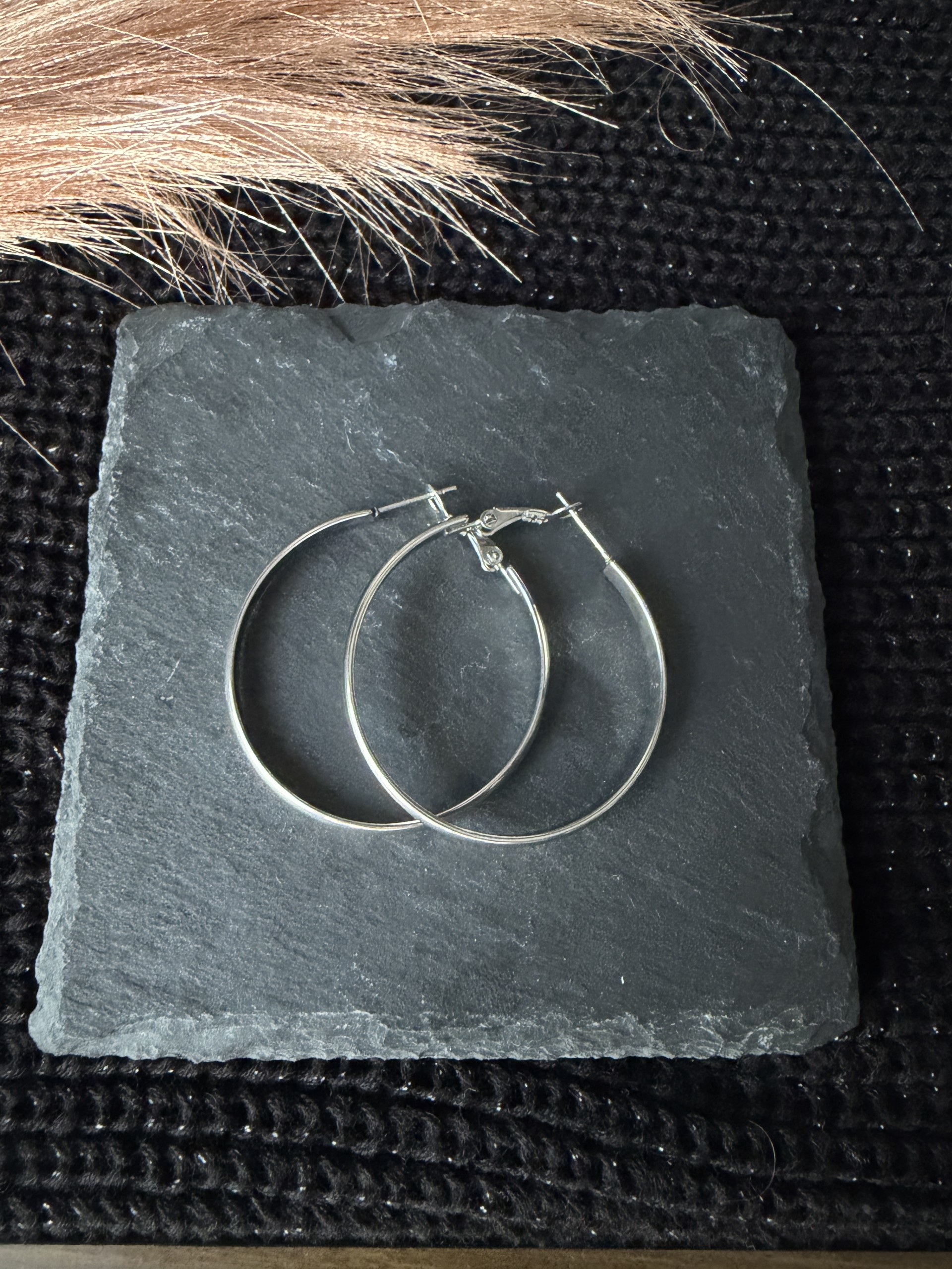 316 Stainless Steel Silver Round Minimalist Hoop Earrings