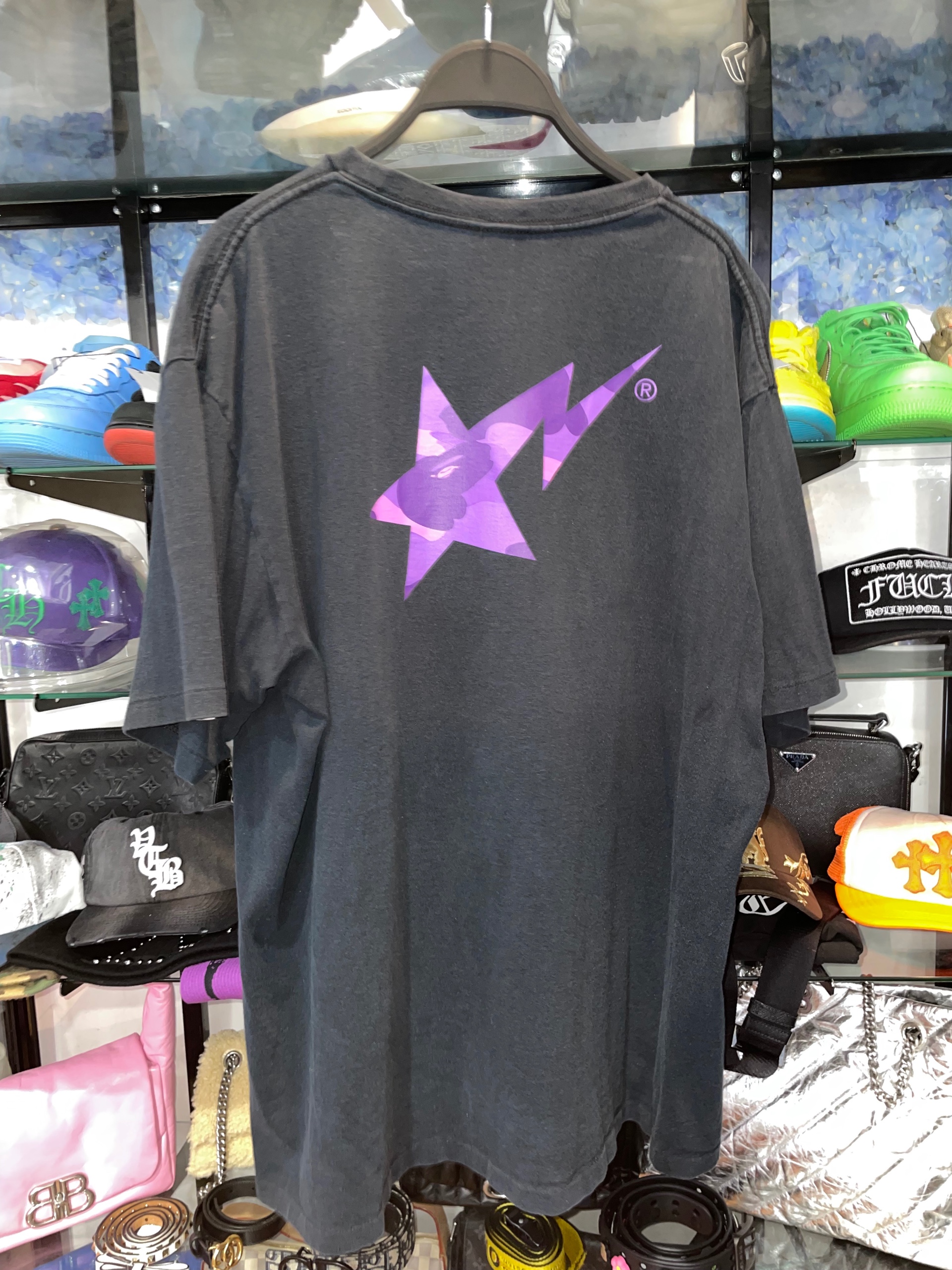 BAPE Color Camo Bape Sta Logo Tee Black Purple 2XL, size 2XL, preowned condition — photo 2 of 2