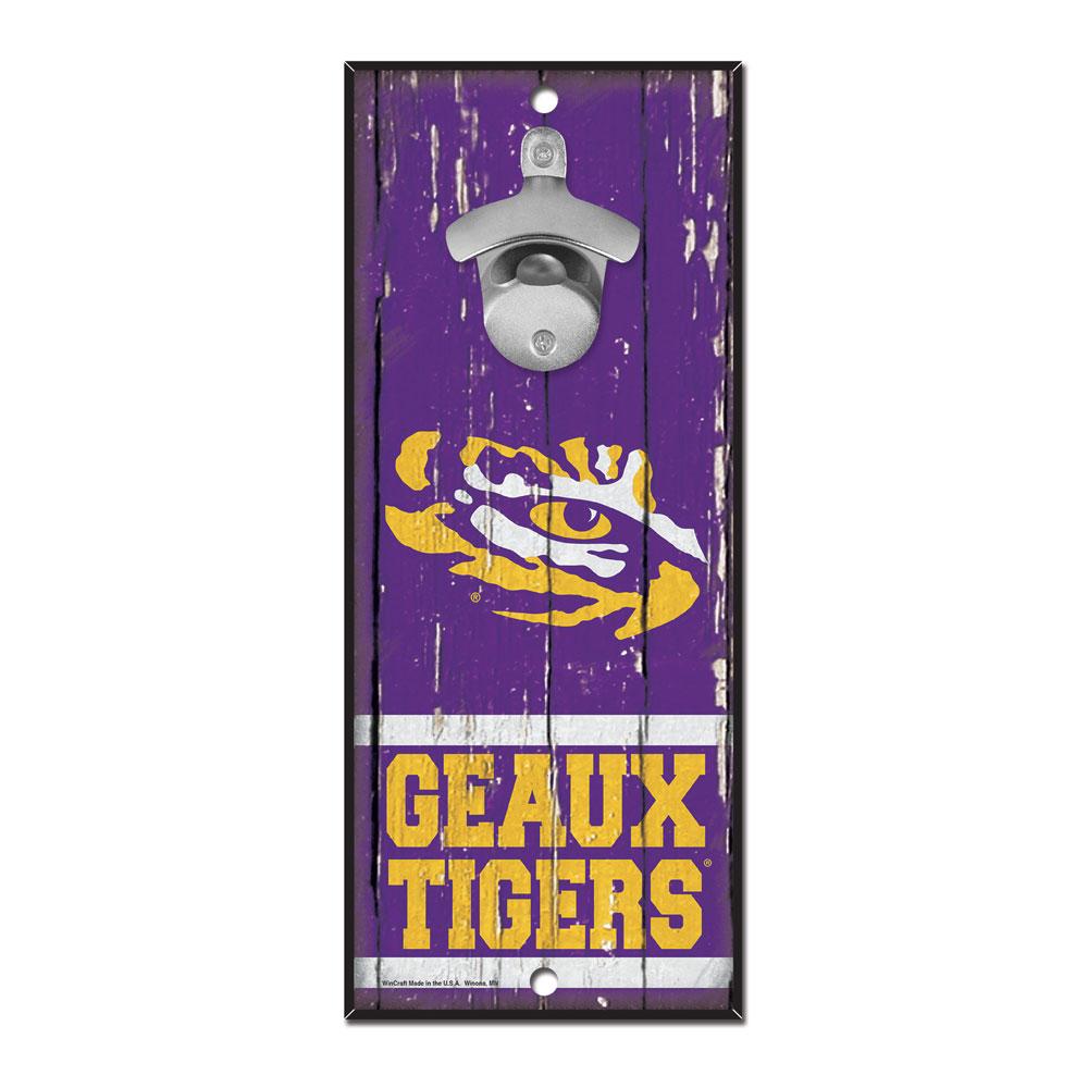 LSU Tigers Wood Bottle Opener 5x11"