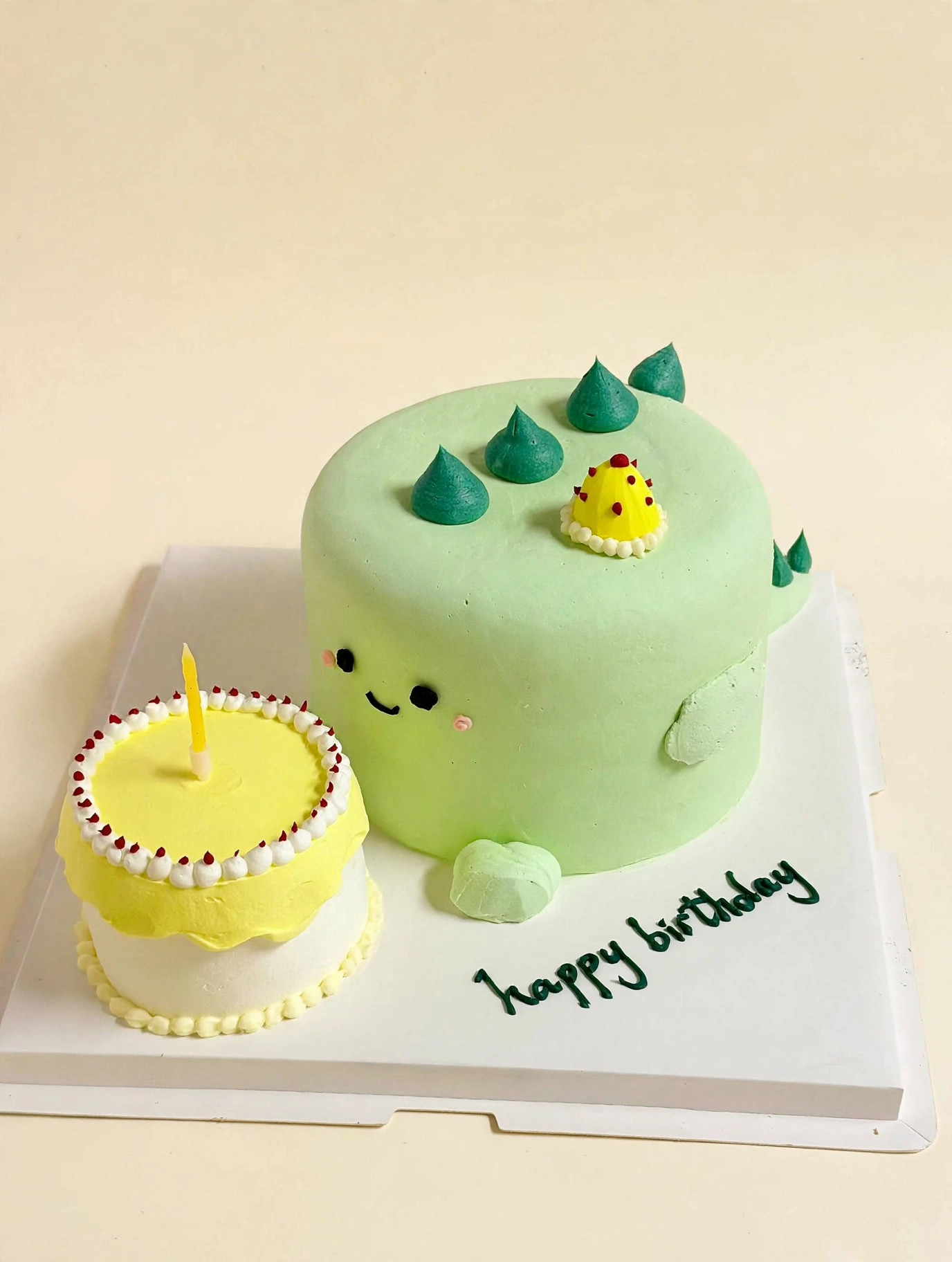 Green Dino Birthday Cake — HoneyMe Bakery, Bellevue