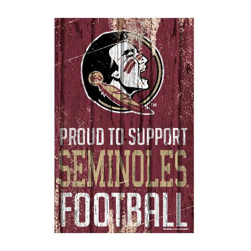 Florida State Seminoles Proud to Support Wooden Sign 11x17"