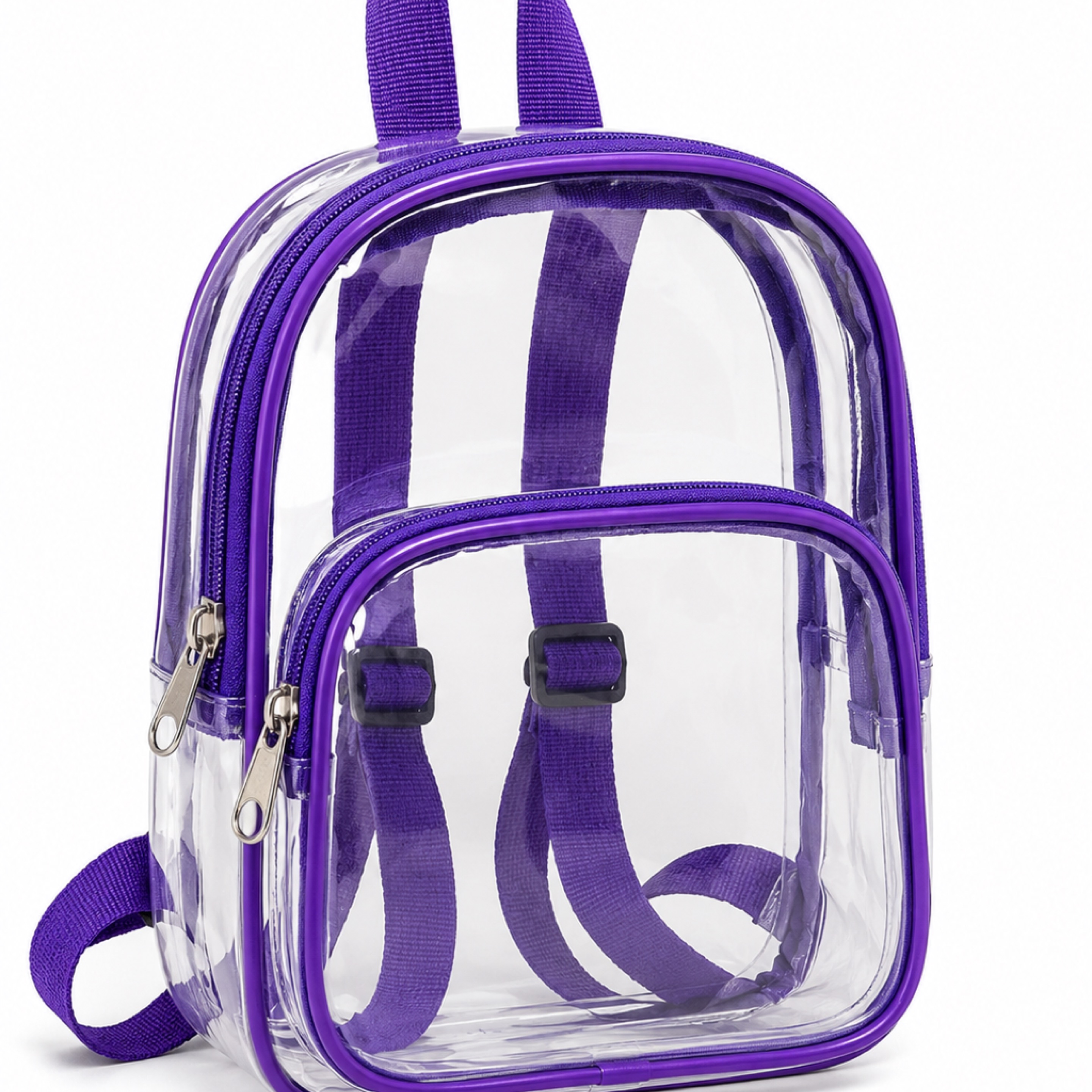 Clear Mini Backpack with Purple Trim