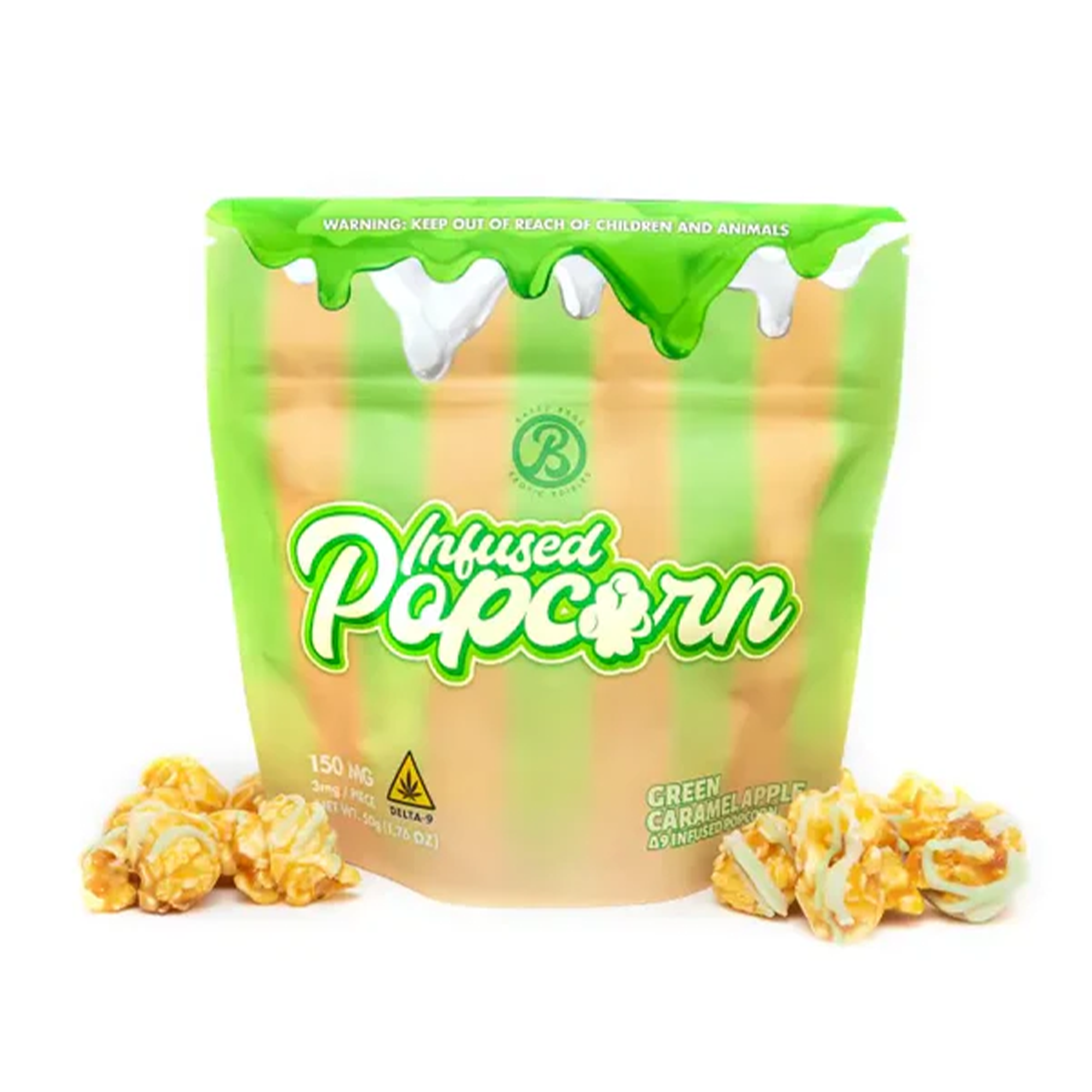 Baked Bags Exotic Infused Popcorn Green Caramel Apple D9 THC 150mg