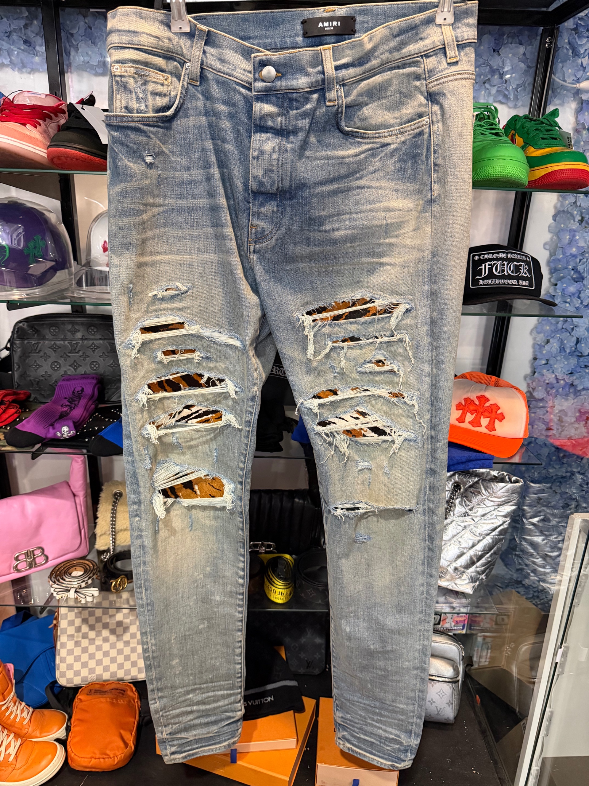 Amiri Leopard Thrasher Jeans 'Clay/Indigo' ( USED )