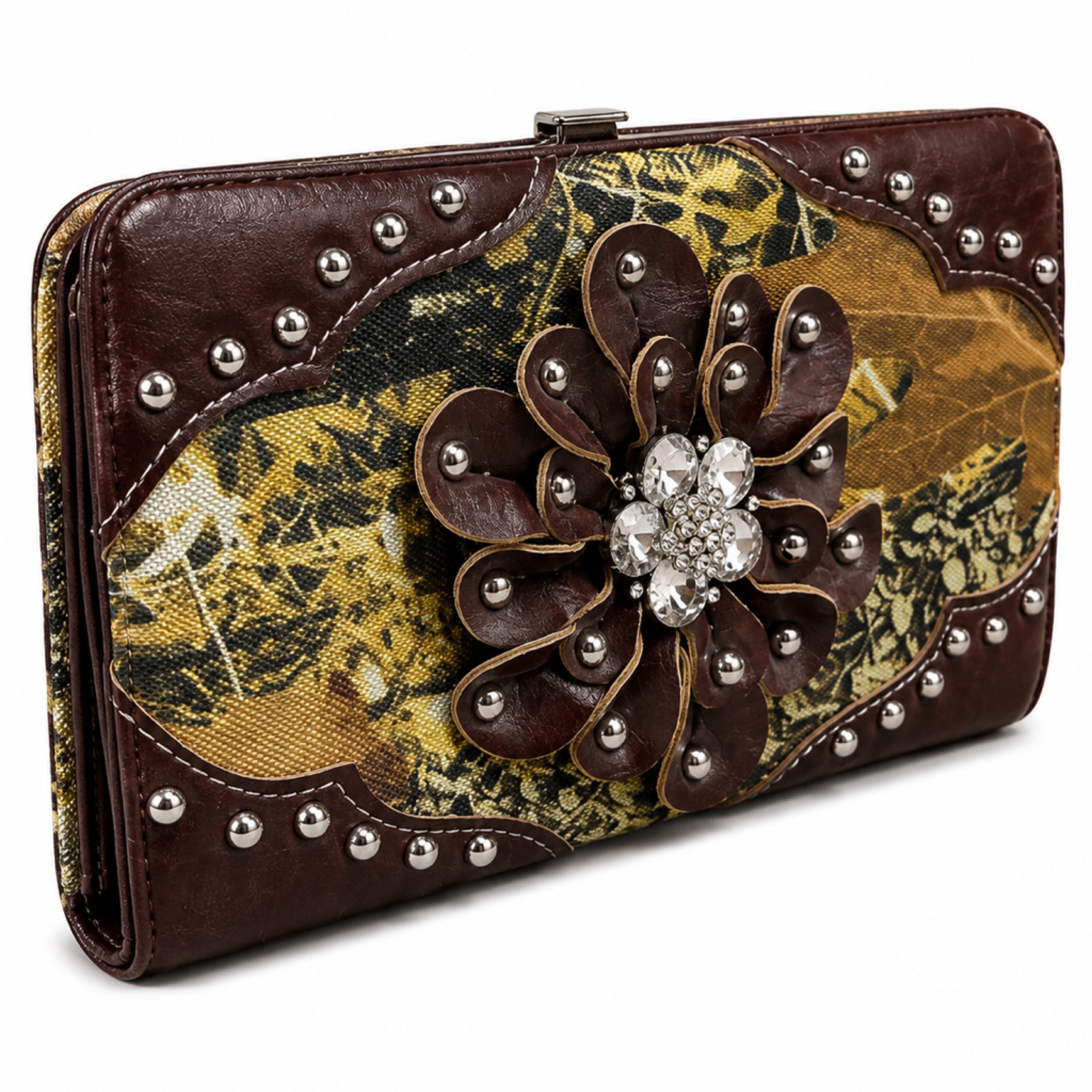 Western Camo Floral Rhinestone Wallet