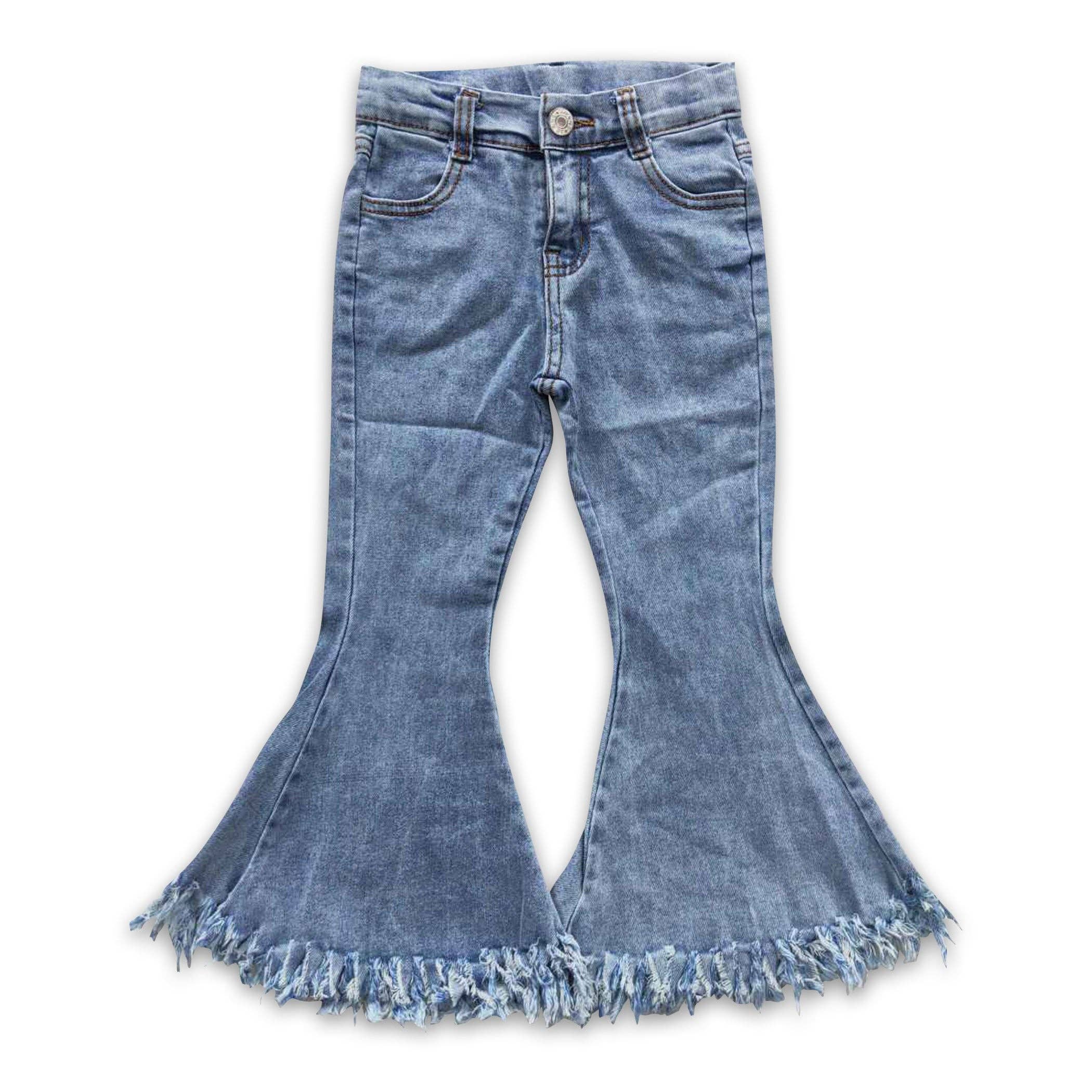 Light Denim Fringe Bell Bottoms