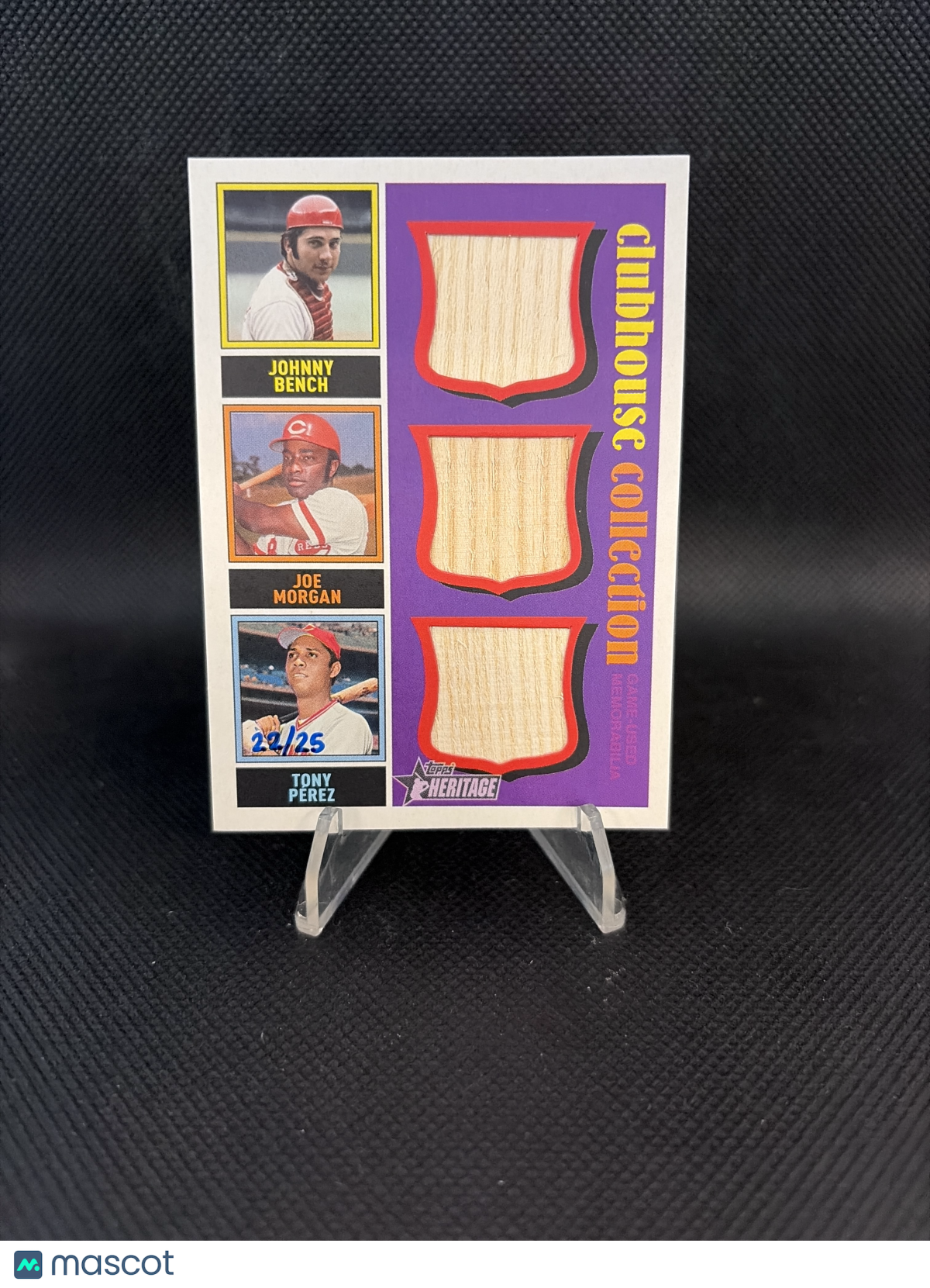 2025 Topps Heritage Triple Relic Johnny Bench, Tony Perez, Joe Morgan /25