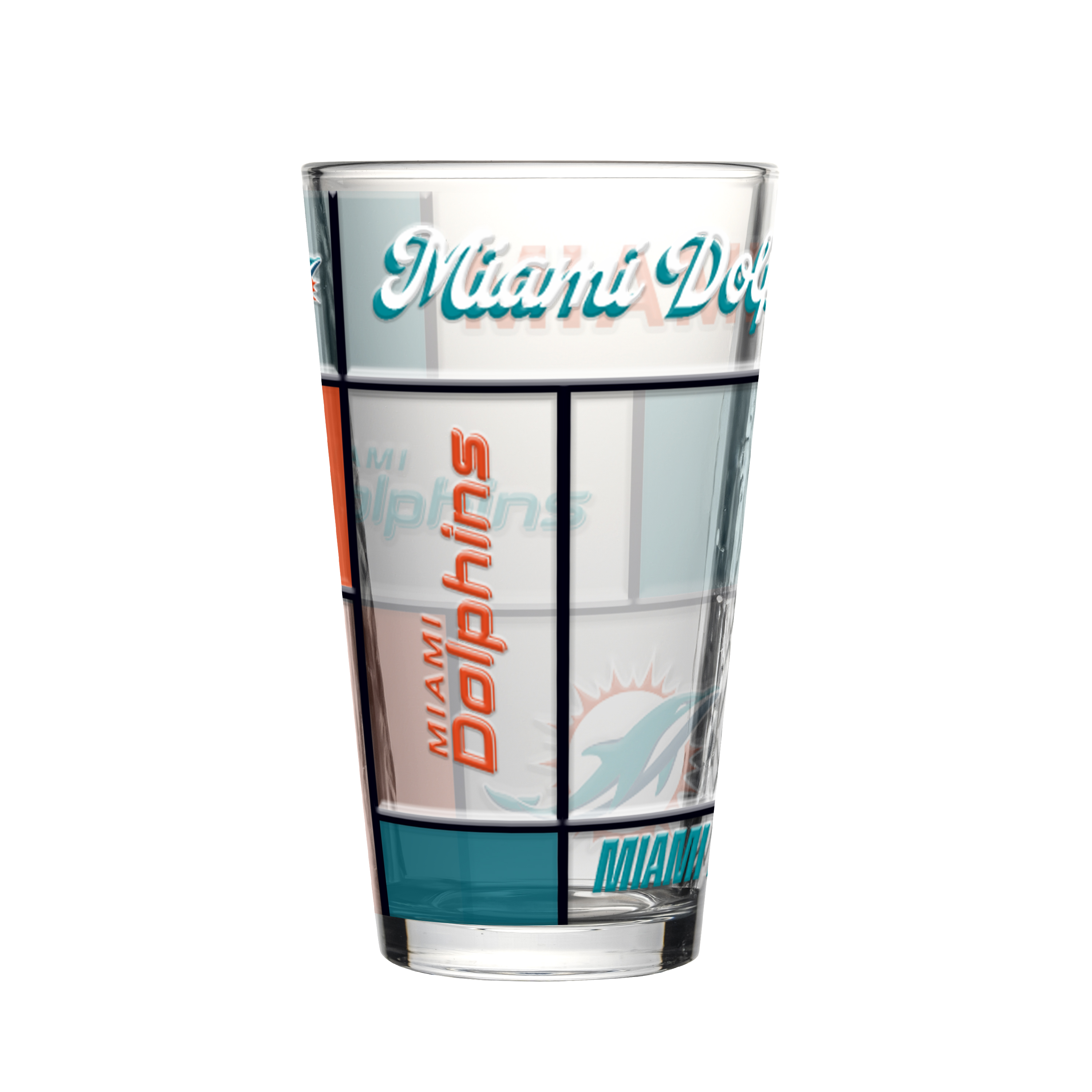 Miami Dolphins Boxed Quilted Stained Pint Glass 16oz
